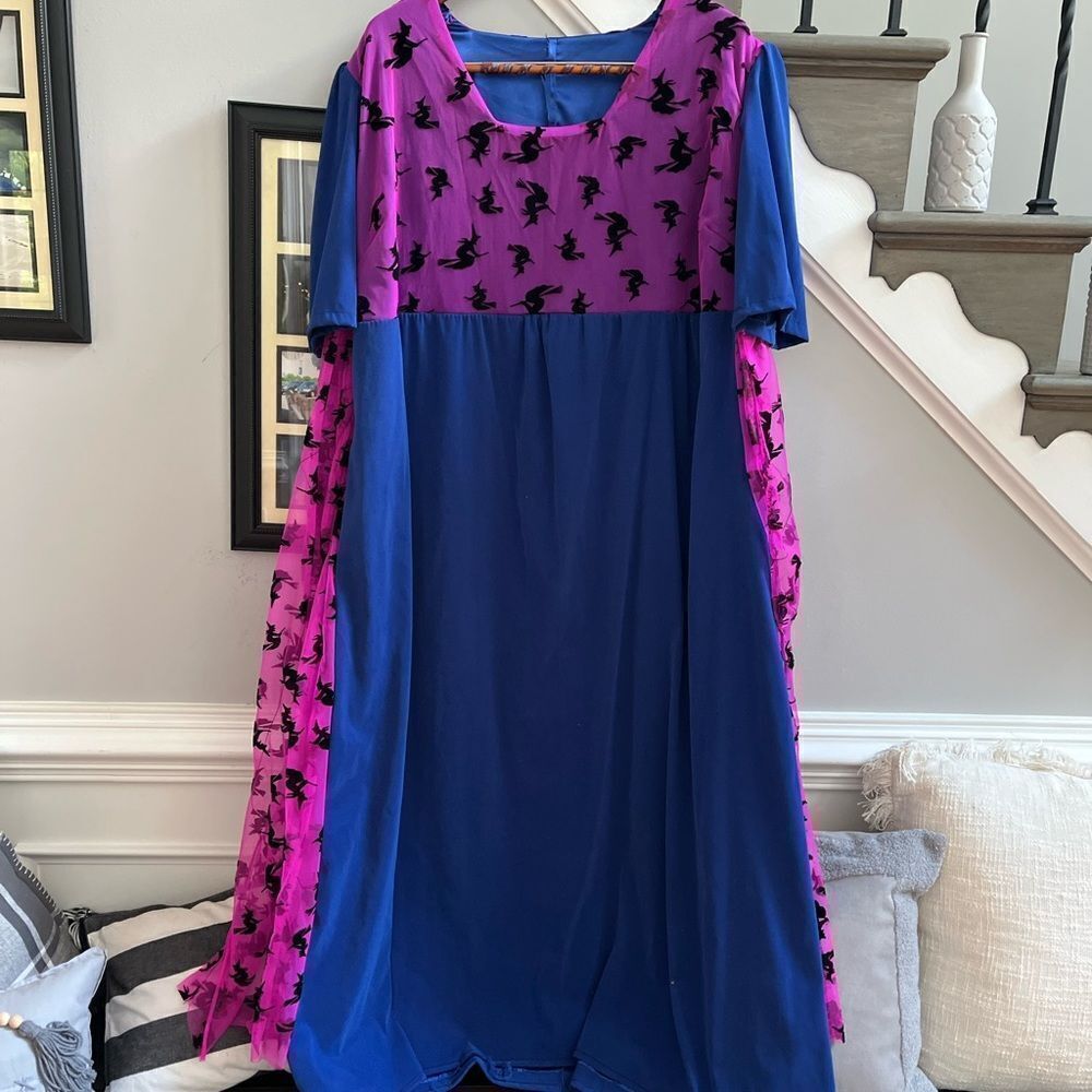 Handmade Blue Velvet & Purple Witch Dress Gown Costume sz 2X EUC